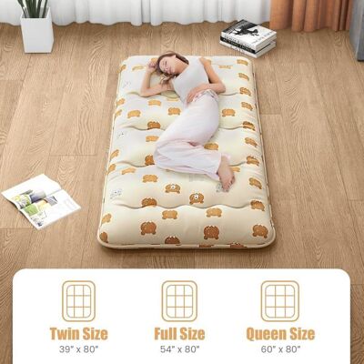 GIANTEX Matelas Futon Japonais 2 Personnes 140x200CM-Lit de Couchage Enroulable de Sol et Portable avec Sac de Transport Marron Marron - Publicité GIANTEX Matelas Futon Japonais 2 Personnes 140x200CM-Lit de Couchage Enroulable de Sol et Portable avec Sac de Transport Marron Marron - Publicité