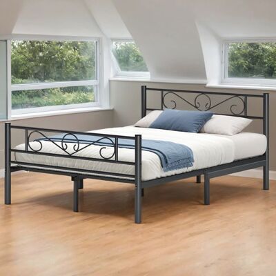 VASAGLE Structure de lit Double Métallique 140 x 190 cm Sommier inclus pour Chambre Ado ou Invités Montage Facile Noir Noir - Publicité VASAGLE Structure de lit Double Métallique 140 x 190 cm Sommier inclus pour Chambre Ado ou Invités Montage Facile Noir Noir - Publicité
