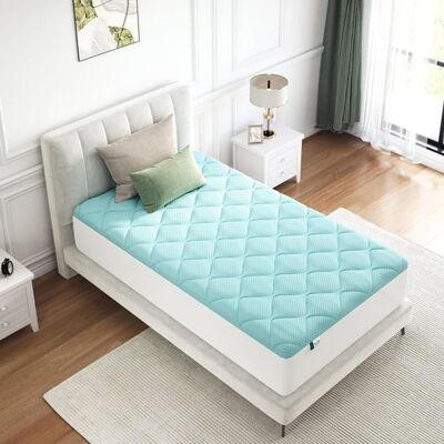 Surmatelas Novilla 140x190 cm - Épaisseur 3 cm - Tissu Rafraîchissant Cool Touch - Bonnet Extensible 30 cm - Blanc - Publicité Surmatelas Novilla 140x190 cm - Épaisseur 3 cm - Tissu Rafraîchissant Cool Touch - Bonnet Extensible 30 cm - Blanc - Publicité