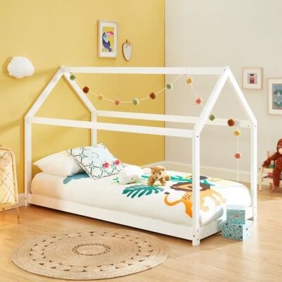 Lit cabane enfant - BAÏTA - Gamme TINY - Pin massif blanc - 90 x 190 sommier inclus Blanc - Publicité Lit cabane enfant - BAÏTA - Gamme TINY - Pin massif blanc - 90 x 190 sommier inclus Blanc - Publicité