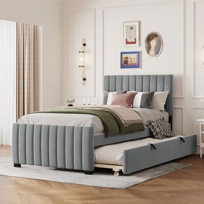 Generic Lit Simple 90x190 cm avec Lit Gigogne Lit Rembourré Plat en Velours Doux pour La Peau Lit Enfant Lit Adolescent Gris Gris - Publicité Generic Lit Simple 90x190 cm avec Lit Gigogne Lit Rembourré Plat en Velours Doux pour La Peau Lit Enfant Lit Adolescent Gris Gris - Publicité