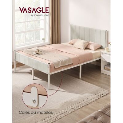 VASAGLE Cadre de Lit Double 140 x 190 cm avec Tête de Lit Rembourrée en Acier Supporte Jusquà 500 kg Beige Cappuccino Beige - Publicité VASAGLE Cadre de Lit Double 140 x 190 cm avec Tête de Lit Rembourrée en Acier Supporte Jusquà 500 kg Beige Cappuccino Beige - Publicité