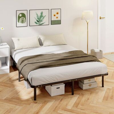 Generic Cadre de lit 160 x 190 cm lit 2 personnes en bois massif avec sommier à lattes et pied rangement au-dessous noir Noir - Publicité Generic Cadre de lit 160 x 190 cm lit 2 personnes en bois massif avec sommier à lattes et pied rangement au-dessous noir Noir - Publicité