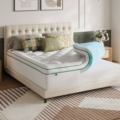 Novilla Surmatelas Mémoire de Forme 180x200 cm (Lit 1 Place) Topper Gel 2 en 1 avec Housse Matelassée épaisse Design Séparable - Publicité Novilla Surmatelas Mémoire de Forme 180x200 cm (Lit 1 Place) Topper Gel 2 en 1 avec Housse Matelassée épaisse Design Séparable - Publicité