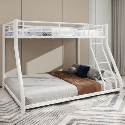 NOBRAND Lit superposé métal robuste 2 personnes avec échelle et garde-corps intégral silencieux pour adolescents et adultes - Sans Blanc - Publicité NOBRAND Lit superposé métal robuste 2 personnes avec échelle et garde-corps intégral silencieux pour adolescents et adultes - Sans Blanc - Publicité