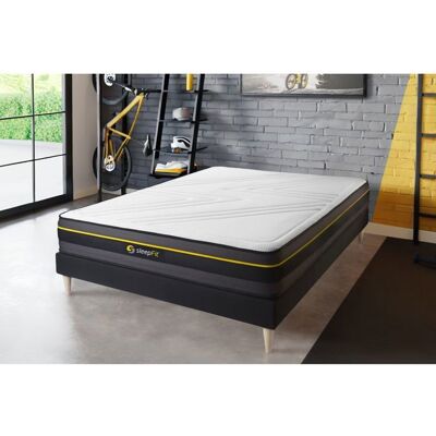 SLEEPFIT Ensemble matelas + sommier - ACTIVE - SFACTIENS140190SKN - Mousse HR - Coutil respirable - 140x190 cm Noir Noir - Publicité SLEEPFIT Ensemble matelas + sommier - ACTIVE - SFACTIENS140190SKN - Mousse HR - Coutil respirable - 140x190 cm Noir Noir - Publicité