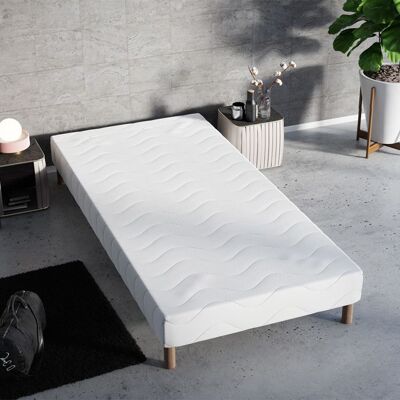 ELITE MATRESS COMPANY Sommier Tapissier FIRST 90x190 cm 12 lattes pin massif pieds offerts hauteur 30 cm fabrication française tissu anti-acariens Blanc - Publicité ELITE MATRESS COMPANY Sommier Tapissier FIRST 90x190 cm 12 lattes pin massif pieds offerts hauteur 30 cm fabrication française tissu anti-acariens Blanc - Publicité