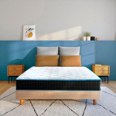 BLUE MOON Matelas 140x190 cm Atmosphère7 zones confortergonomiqueressorts ensachéstissu luxegarantie 10 ansFabrication belge - Publicité BLUE MOON Matelas 140x190 cm Atmosphère7 zones confortergonomiqueressorts ensachéstissu luxegarantie 10 ansFabrication belge - Publicité