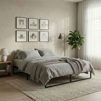 Idimex Lit Double SOVE 140 x 190 cm Noir Structure en Métal Cadre Renforcé Sommier Intégré Style Industriel Minimaliste Noir - Publicité Idimex Lit Double SOVE 140 x 190 cm Noir Structure en Métal Cadre Renforcé Sommier Intégré Style Industriel Minimaliste Noir - Publicité