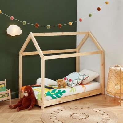 Lit cabane enfant - BAÏTA - Gamme TINY - Pin massif - 70 x 140 sommier inclus Marron - Publicité Lit cabane enfant - BAÏTA - Gamme TINY - Pin massif - 70 x 140 sommier inclus Marron - Publicité