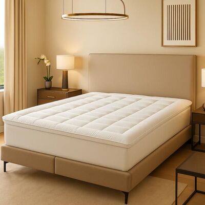 Surmatelas en microfibre Sampur - Blanc - Publicité Surmatelas en microfibre Sampur - Blanc - Publicité