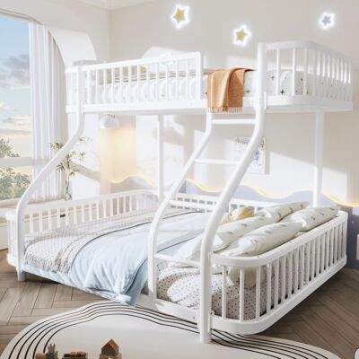 Lit superposé - LEMONBEST - 90x200+140x200 - Métal - Blanc - Sommier à lattes inclus Blanc - Publicité Lit superposé - LEMONBEST - 90x200+140x200 - Métal - Blanc - Sommier à lattes inclus Blanc - Publicité