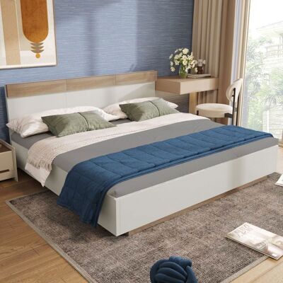 Blueline Lit en bois Lit flottant avec tête de cadre de lit &Lattenrost-205x164x905 cm(L/L/H) Ensemble en chêne Sonoma/blanc(Sans matelas) Blanc - Publicité Blueline Lit en bois Lit flottant avec tête de cadre de lit &Lattenrost-205x164x905 cm(L/L/H) Ensemble en chêne Sonoma/blanc(Sans matelas) Blanc - Publicité