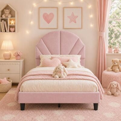 COZY Lit Enfant 90x190 cm Velours – Lit Simple Rembourré avec Tête de Lit Réglable – Sommier à lattes - Rose Rose - Publicité COZY Lit Enfant 90x190 cm Velours – Lit Simple Rembourré avec Tête de Lit Réglable – Sommier à lattes - Rose Rose - Publicité