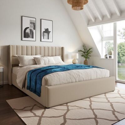 RWUDV Lit 160x200 avec rangement lit double lit coffre 160x200 coffre lit coffre 160x200 lit 2 places sommier à lattes en Lin Beige Beige - Publicité RWUDV Lit 160x200 avec rangement lit double lit coffre 160x200 coffre lit coffre 160x200 lit 2 places sommier à lattes en Lin Beige Beige - Publicité
