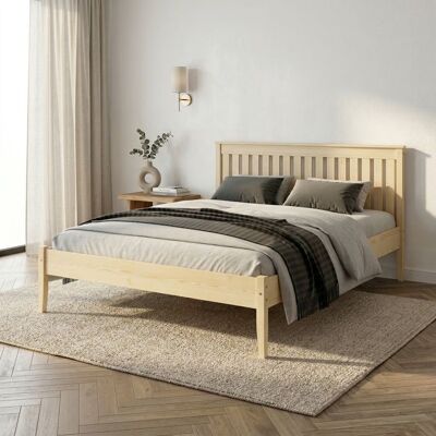 HOME COLLECTIVE Lit double adulte 180x200 - Lit avec sommier - Bois massif - Cadre de lit en Pin - Chambre à coucher - Pin Marron - Publicité HOME COLLECTIVE Lit double adulte 180x200 - Lit avec sommier - Bois massif - Cadre de lit en Pin - Chambre à coucher - Pin Marron - Publicité