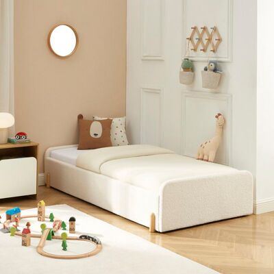 BAÏTA Lit enfant NUI tissu bouclette beige 90x190 sommier inclus Beige - Publicité BAÏTA Lit enfant NUI tissu bouclette beige 90x190 sommier inclus Beige - Publicité