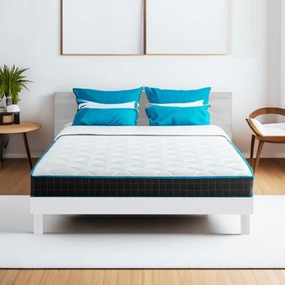 BLUE MOON Ensemble 160x200 Matelas ressorts ensachés Atmosphère 7 zones et sommier en kit EASYKIT blanc - Fabrication belge - Garantie 10 ans Blanc - Publicité BLUE MOON Ensemble 160x200 Matelas ressorts ensachés Atmosphère 7 zones et sommier en kit EASYKIT blanc - Fabrication belge - Garantie 10 ans Blanc - Publicité