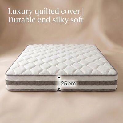 LANGTU Matelas 180x200 cm hauteur 25 cm mousse confort ressorts ensachés 7 zones ergonomique pour adultes certifié OEKO-TEX - Publicité LANGTU Matelas 180x200 cm hauteur 25 cm mousse confort ressorts ensachés 7 zones ergonomique pour adultes certifié OEKO-TEX - Publicité