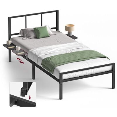 Cadre de lit - VASAGLE - 90x190 cm - Étagères de rangement - Noir dencre Noir - Publicité Cadre de lit - VASAGLE - 90x190 cm - Étagères de rangement - Noir dencre Noir - Publicité