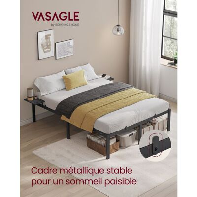 Vasagle Cadre de Lit Double en Métal avec Étagères - Pour Matelas 140x200cm - Publicité Vasagle Cadre de Lit Double en Métal avec Étagères - Pour Matelas 140x200cm - Publicité