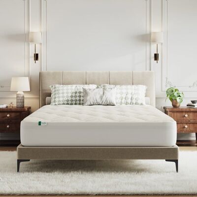 Novilla Surmatelas 140 x 190 cm épaisseur 5 cm flanelle douce et chaude garnissage 7D bonnet élastique blanc - Publicité Novilla Surmatelas 140 x 190 cm épaisseur 5 cm flanelle douce et chaude garnissage 7D bonnet élastique blanc - Publicité