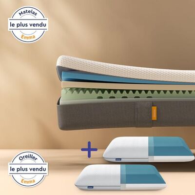 EMMA Pack Matelas Emma Original Classic 160x200 cm + 2 Oreillers Emma Original Adapt Mémoire de Forme Les Plus Vendus en France - Publicité EMMA Pack Matelas Emma Original Classic 160x200 cm + 2 Oreillers Emma Original Adapt Mémoire de Forme Les Plus Vendus en France - Publicité