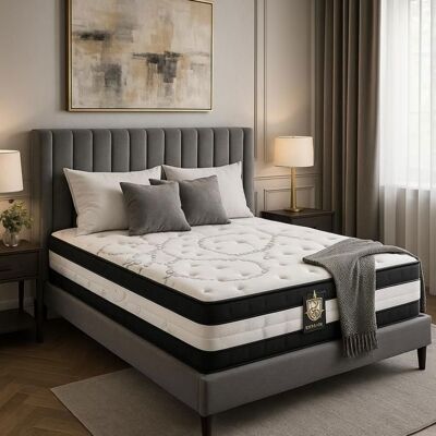 Matelas Excelsior 200x200 by Sampur Épaisseur 30 cm - Mémoire de Forme - Ressorts Ensachés - Mousse Haute Résilience - Confort Blanc - Publicité Matelas Excelsior 200x200 by Sampur Épaisseur 30 cm - Mémoire de Forme - Ressorts Ensachés - Mousse Haute Résilience - Confort Blanc - Publicité