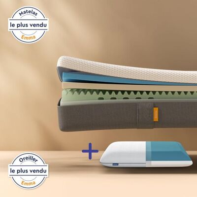 EMMA Pack Matelas Original 90x190 cm + Oreiller + Technologie Mémoire de Forme + Les Plus Vendus en France - Publicité EMMA Pack Matelas Original 90x190 cm + Oreiller + Technologie Mémoire de Forme + Les Plus Vendus en France - Publicité