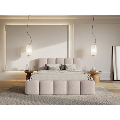 SELSEY Lit coffre avec tête de lit - CLOUDY II - 160x200 cm - en bouclette beige clair Beige - Publicité SELSEY Lit coffre avec tête de lit - CLOUDY II - 160x200 cm - en bouclette beige clair Beige - Publicité