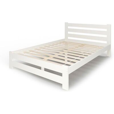 HOME COLLECTIVE Lit en bois 120x200 cm - Sommier à lattes inclus - Pin massif - Style scandinave - Avec tête de lit haute - Blanc Blanc - Publicité HOME COLLECTIVE Lit en bois 120x200 cm - Sommier à lattes inclus - Pin massif - Style scandinave - Avec tête de lit haute - Blanc Blanc - Publicité