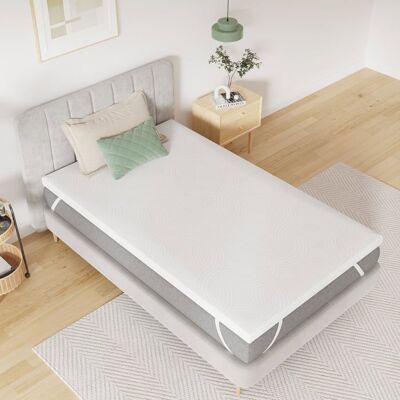 Surmatelas Novilla 80x190 cm - Épaisseur 5 cm - Mousse Bi-Couche Support Ferme - Housse Lavable Respirante OEKO-TEX - Publicité Surmatelas Novilla 80x190 cm - Épaisseur 5 cm - Mousse Bi-Couche Support Ferme - Housse Lavable Respirante OEKO-TEX - Publicité