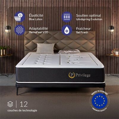 NATURALEX Matelas Hybride Privilège 180x200 - 30 cm - Ressorts Ensachés + Mémoire de Forme Premium - Soutien Durable - Maintien Durable du Dos - Publicité NATURALEX Matelas Hybride Privilège 180x200 - 30 cm - Ressorts Ensachés + Mémoire de Forme Premium - Soutien Durable - Maintien Durable du Dos - Publicité