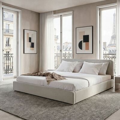 Idimex Lit Double LATINI 180x200 en Tissu Gris Clair Lit King Size 2 Personnes avec Sommier à Lattes Inclus Design Moderne Gris - Publicité Idimex Lit Double LATINI 180x200 en Tissu Gris Clair Lit King Size 2 Personnes avec Sommier à Lattes Inclus Design Moderne Gris - Publicité