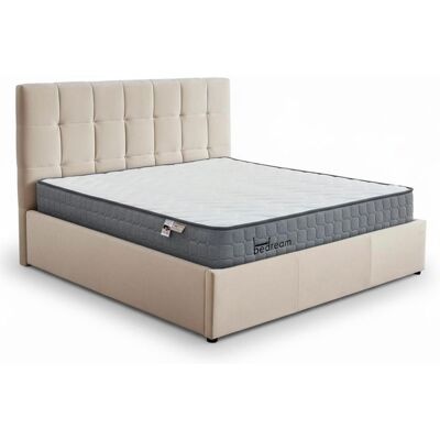 MENZZO Pack Lit-coffre Luftani + Matelas Bedream 160x200cm Velours Beige - Velours Lit : L168 x P217 x H103 cmMatelas : L160 x Beige - Publicité MENZZO Pack Lit-coffre Luftani + Matelas Bedream 160x200cm Velours Beige - Velours Lit : L168 x P217 x H103 cmMatelas : L160 x Beige - Publicité
