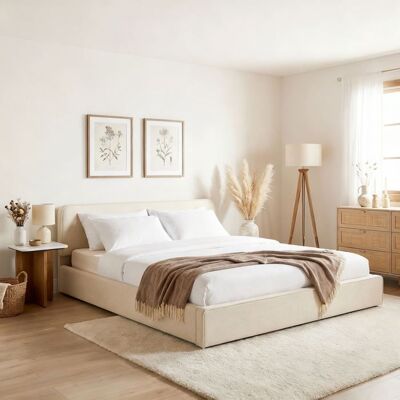Idimex Lit Double LATINI 180x200 en Tissu Beige Lit King Size 2 Personnes avec Sommier à Lattes Inclus Design Moderne Beige - Publicité Idimex Lit Double LATINI 180x200 en Tissu Beige Lit King Size 2 Personnes avec Sommier à Lattes Inclus Design Moderne Beige - Publicité