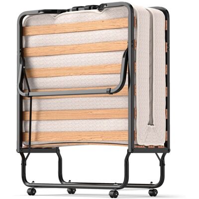 GIANTEX Lit dAppoint Pliable 80x200cm-Lit 1 Place à Roulettes avec 15 Lattes-Matelas en Mousse à Mémoire-Cadre en Métal-120 kg - Publicité GIANTEX Lit dAppoint Pliable 80x200cm-Lit 1 Place à Roulettes avec 15 Lattes-Matelas en Mousse à Mémoire-Cadre en Métal-120 kg - Publicité