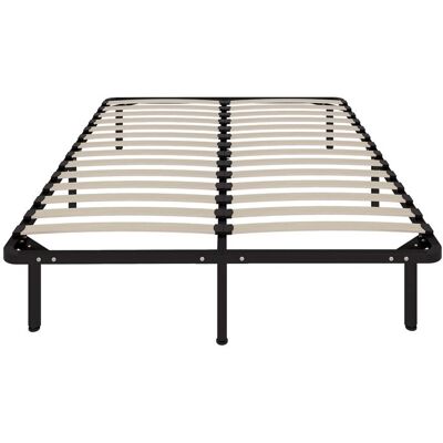 Cadre de lit - HOMCOM - 140 x 190 cm - sommier à lattes et pied - avec rangement au-dessous assemblage facile - bois massif - noir Noir - Publicité Cadre de lit - HOMCOM - 140 x 190 cm - sommier à lattes et pied - avec rangement au-dessous assemblage facile - bois massif - noir Noir - Publicité