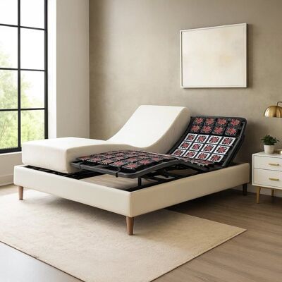 SAMPUR Pack Lit Électrique Matelas 90x190 - Blanc - Sommier relaxation+Contour lit Simili cuir+Matelas Blanc - Publicité SAMPUR Pack Lit Électrique Matelas 90x190 - Blanc - Sommier relaxation+Contour lit Simili cuir+Matelas Blanc - Publicité