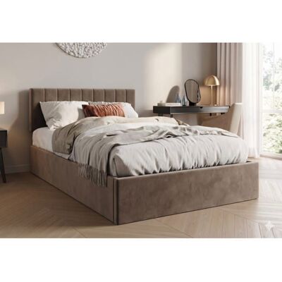 HOME COLLECTIVE Lit coffre double 160x200 cm - Lit hydraulique adulte - Rêvetement en tissu velours - Lit 2 places avec sommier - Beige bronze Beige - Publicité HOME COLLECTIVE Lit coffre double 160x200 cm - Lit hydraulique adulte - Rêvetement en tissu velours - Lit 2 places avec sommier - Beige bronze Beige - Publicité