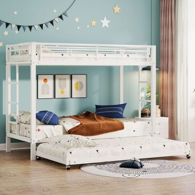 Blueline Lit Superposé Enfant 90x200 cm Cadre de Lit en Fer avec Lit Gigogne Blanc Blanc - Publicité Blueline Lit Superposé Enfant 90x200 cm Cadre de Lit en Fer avec Lit Gigogne Blanc Blanc - Publicité