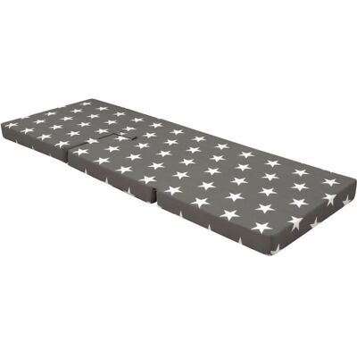 Chauffeuse pliante - SAMBA - Multi-position - Motif étoiles - 190 x 70 x 9 cm Gris - Publicité Chauffeuse pliante - SAMBA - Multi-position - Motif étoiles - 190 x 70 x 9 cm Gris - Publicité