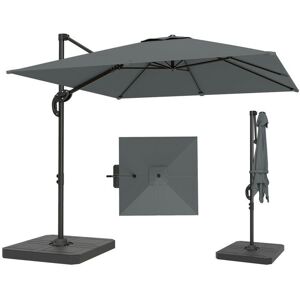Parasol déporté - parasol de jardin extérieur - Outsunny - pied et dalles lestage - mât aluminium et rotatif 360° par pédale - gris Gris - Publicité Parasol déporté - parasol de jardin extérieur - Outsunny - pied et dalles lestage - mât aluminium et rotatif 360° par pédale - gris Gris - Publicité