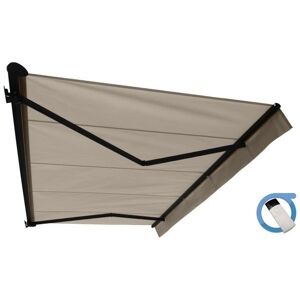 Store banne motorisé semi coffre 5x3 m taupe - Structure grise anthracite - COVER OMBRAZUR Beige - Publicité Store banne motorisé semi coffre 5x3 m taupe - Structure grise anthracite - COVER OMBRAZUR Beige - Publicité