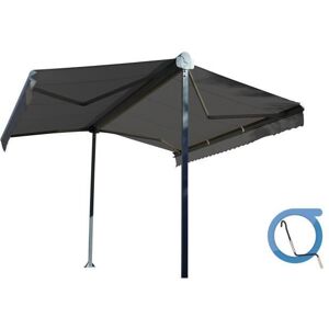 Store double pente manuel 4x2x3m - Toile grise et structure grise anthracite texturée-GARDEN OMBRAZUR Gris - Publicité Store double pente manuel 4x2x3m - Toile grise et structure grise anthracite texturée-GARDEN OMBRAZUR Gris - Publicité