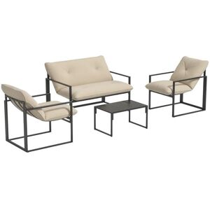 Outsunny - Ensemble de salon de jardin - Acier - 114x70x67cm - Gris clair Noir - Publicité Outsunny - Ensemble de salon de jardin - Acier - 114x70x67cm - Gris clair Noir - Publicité