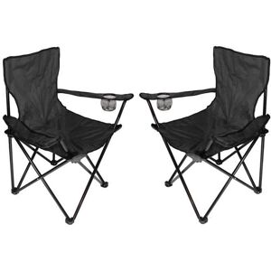 YGONGMYL 2pcs Chaise de Camping - Pliante / Portable / Légère - Fauteuil pour Camping Pique-Nique Pêche Jardin - Noir Noir - Publicité YGONGMYL 2pcs Chaise de Camping - Pliante / Portable / Légère - Fauteuil pour Camping Pique-Nique Pêche Jardin - Noir Noir - Publicité