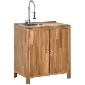 BELIANI Meuble de cuisine dextérieur avec évier VENOSA Acacia Marron/ Argenté - Publicité BELIANI Meuble de cuisine dextérieur avec évier VENOSA Acacia Marron/ Argenté - Publicité