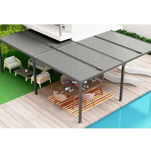 HABRITA FORESTA Pergola bioclimatique Habrita PER6170BI en aluminium XXL 3263m2 forme en L avec couverture en lames orientables gris anthracite Gris - Publicité HABRITA FORESTA Pergola bioclimatique Habrita PER6170BI en aluminium XXL 3263m2 forme en L avec couverture en lames orientables gris anthracite Gris - Publicité