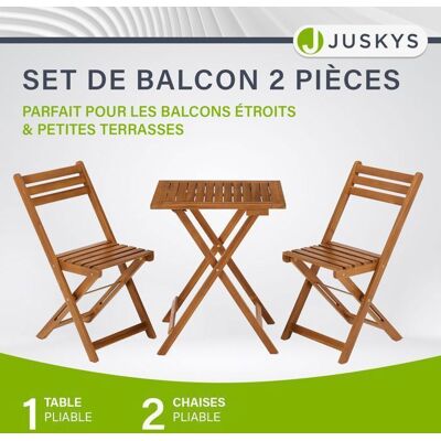 Juskys Salon de balcon Bala 3 pièces - Table + 2 fauteuils de jardin - Mobilier extérieur compact design moderne Marron - Publicité Juskys Salon de balcon Bala 3 pièces - Table + 2 fauteuils de jardin - Mobilier extérieur compact design moderne Marron - Publicité